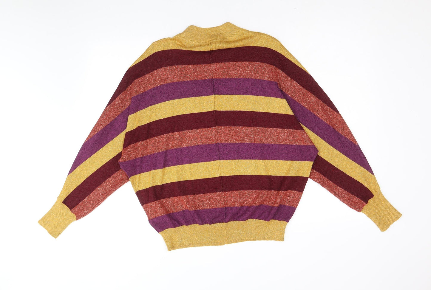 Marks and Spencer Womens Multicoloured Round Neck Striped Polyamide Pullover Jumper Size M