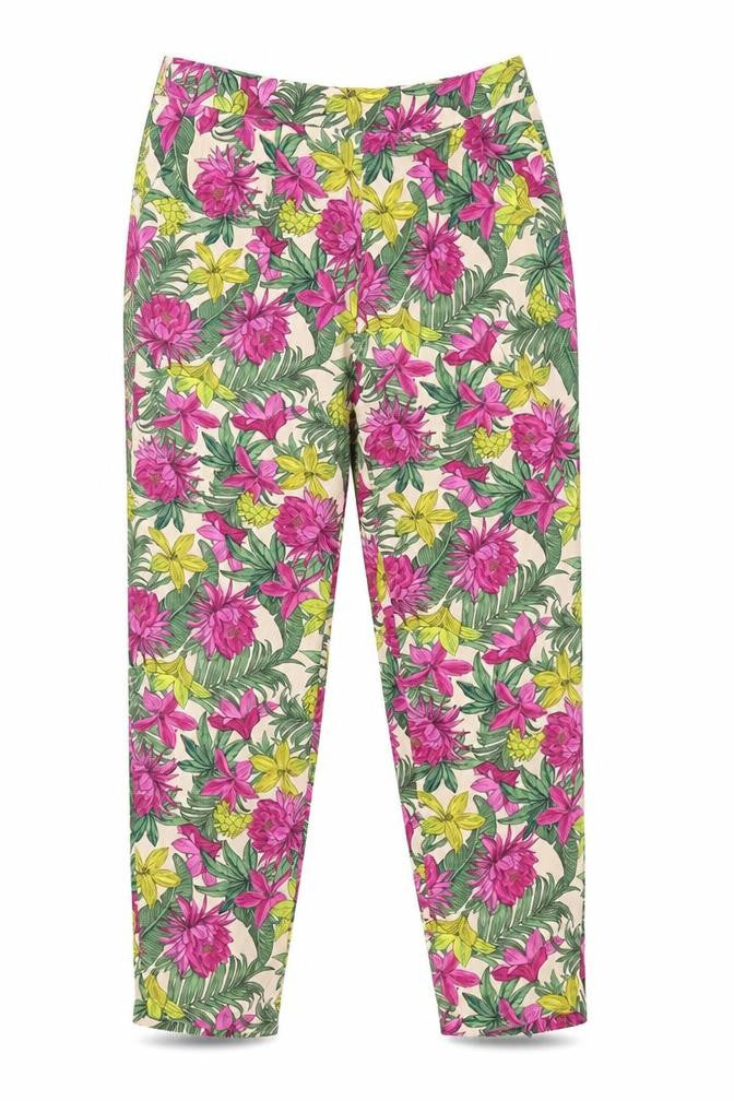 H&M Womens Multicoloured Floral Viscose Trousers Size 6 Regular