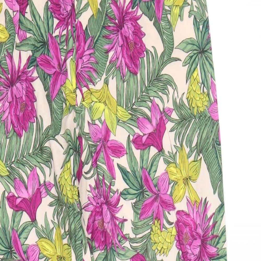 H&M Womens Multicoloured Floral Viscose Trousers Size 6 Regular