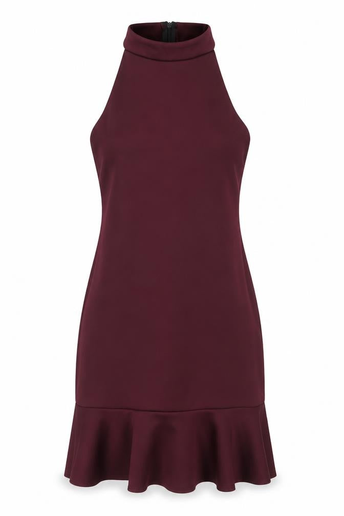 New Look Womens Purple Polyester Bodycon Size 6 Round Neck Zip