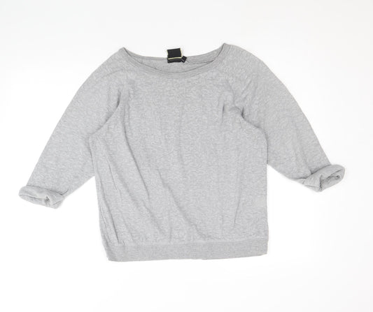 Golddigga Womens Grey Round Neck Cotton Pullover Jumper Size 14