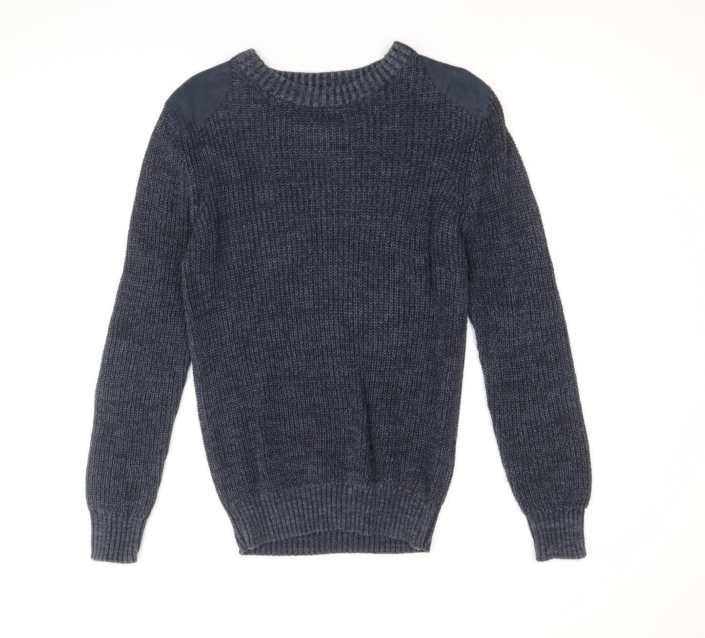 Easy Mens Blue Round Neck Polyester Pullover Jumper Size M Long Sleeve