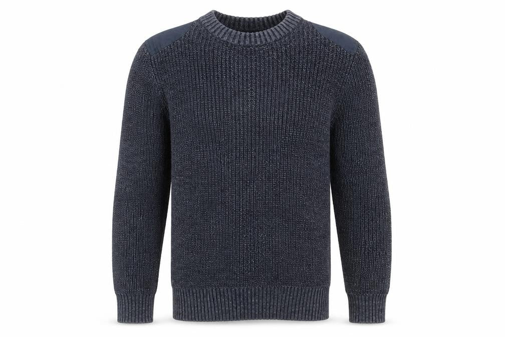 Easy Mens Blue Round Neck Polyester Pullover Jumper Size M Long Sleeve