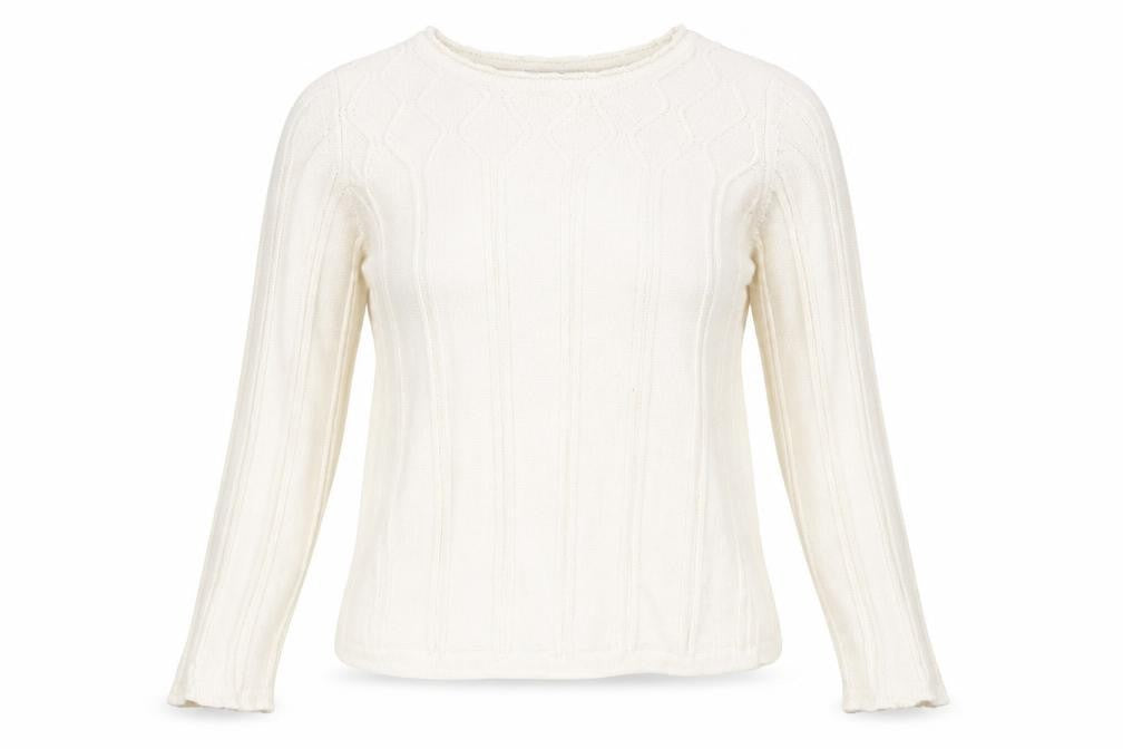 EWM Womens Beige Round Neck Acrylic Pullover Jumper Size S
