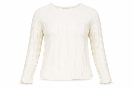 EWM Womens Beige Round Neck Acrylic Pullover Jumper Size S