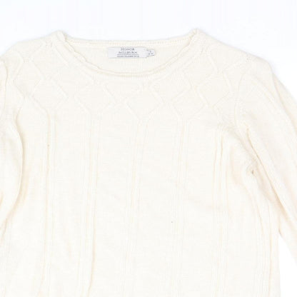 EWM Womens Beige Round Neck Acrylic Pullover Jumper Size S