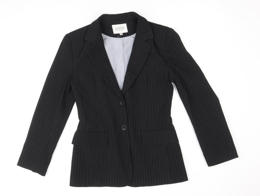 Krisp Womens Black Striped Polyester Jacket Blazer Size 10