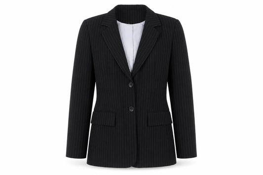 Krisp Womens Black Striped Polyester Jacket Blazer Size 10