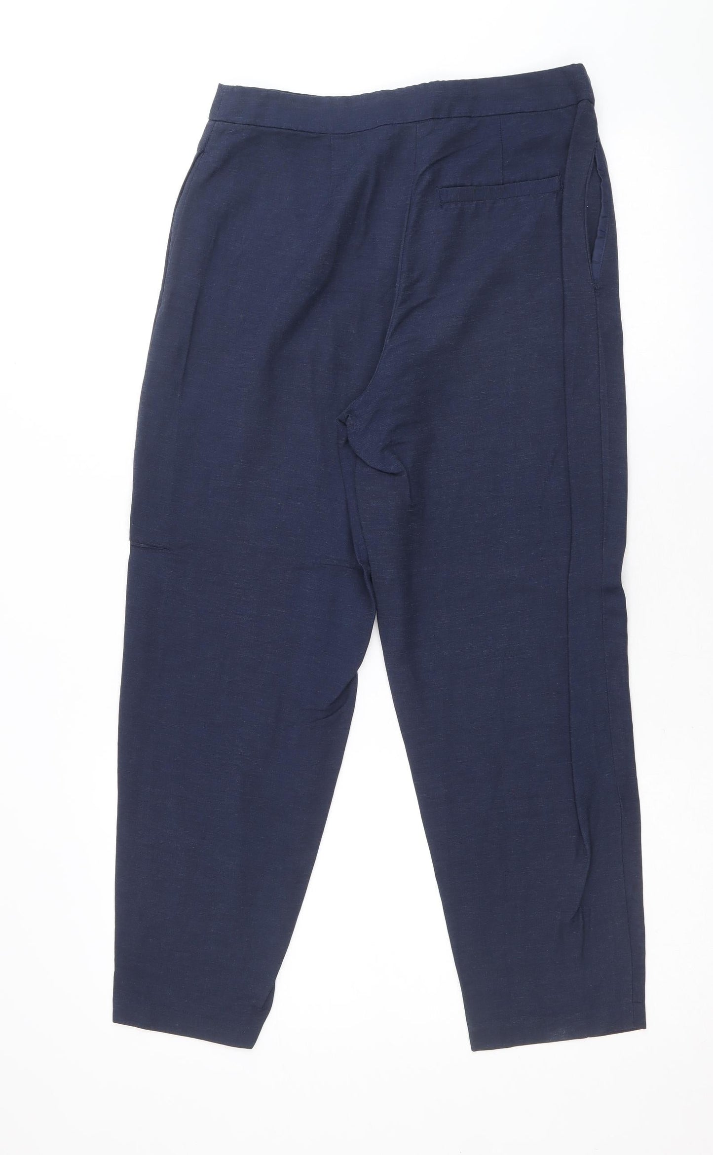 Sisley Womens Blue Viscose Trousers Size 8 Regular Zip