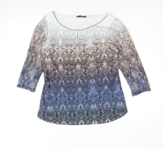Vango Womens Multicoloured Geometric Polyester Basic T-Shirt Size 10 Round Neck