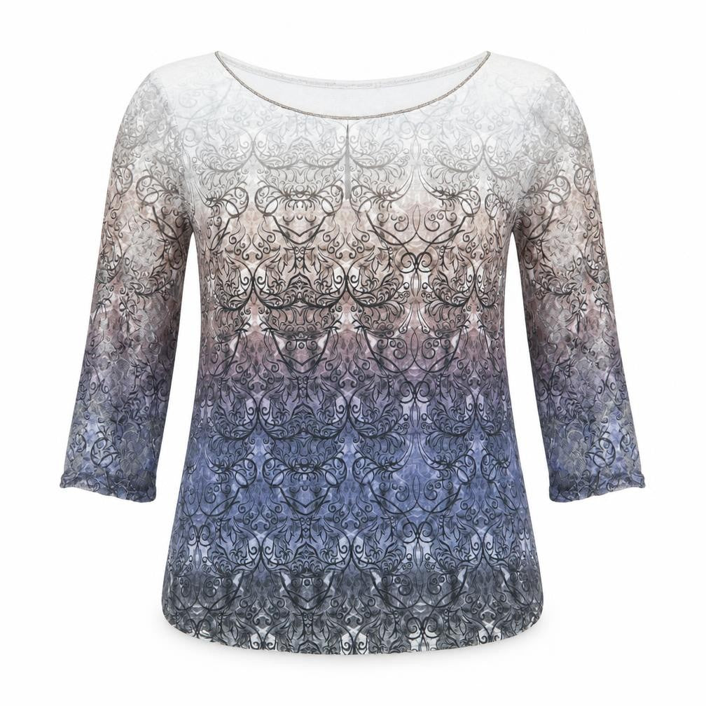 Vango Womens Multicoloured Geometric Polyester Basic T-Shirt Size 10 Round Neck