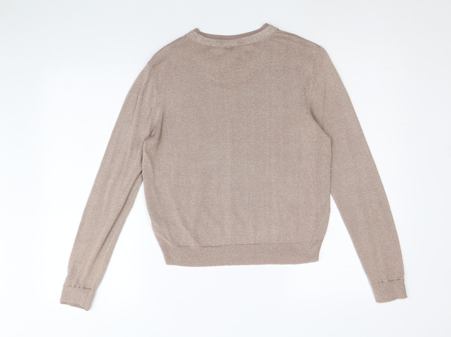 Topshop Womens Gold Round Neck Viscose Pullover Jumper Size 12