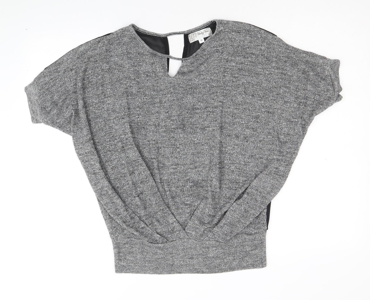 Voulez-Vous Womens Silver Round Neck Polyester Pullover Jumper Size M