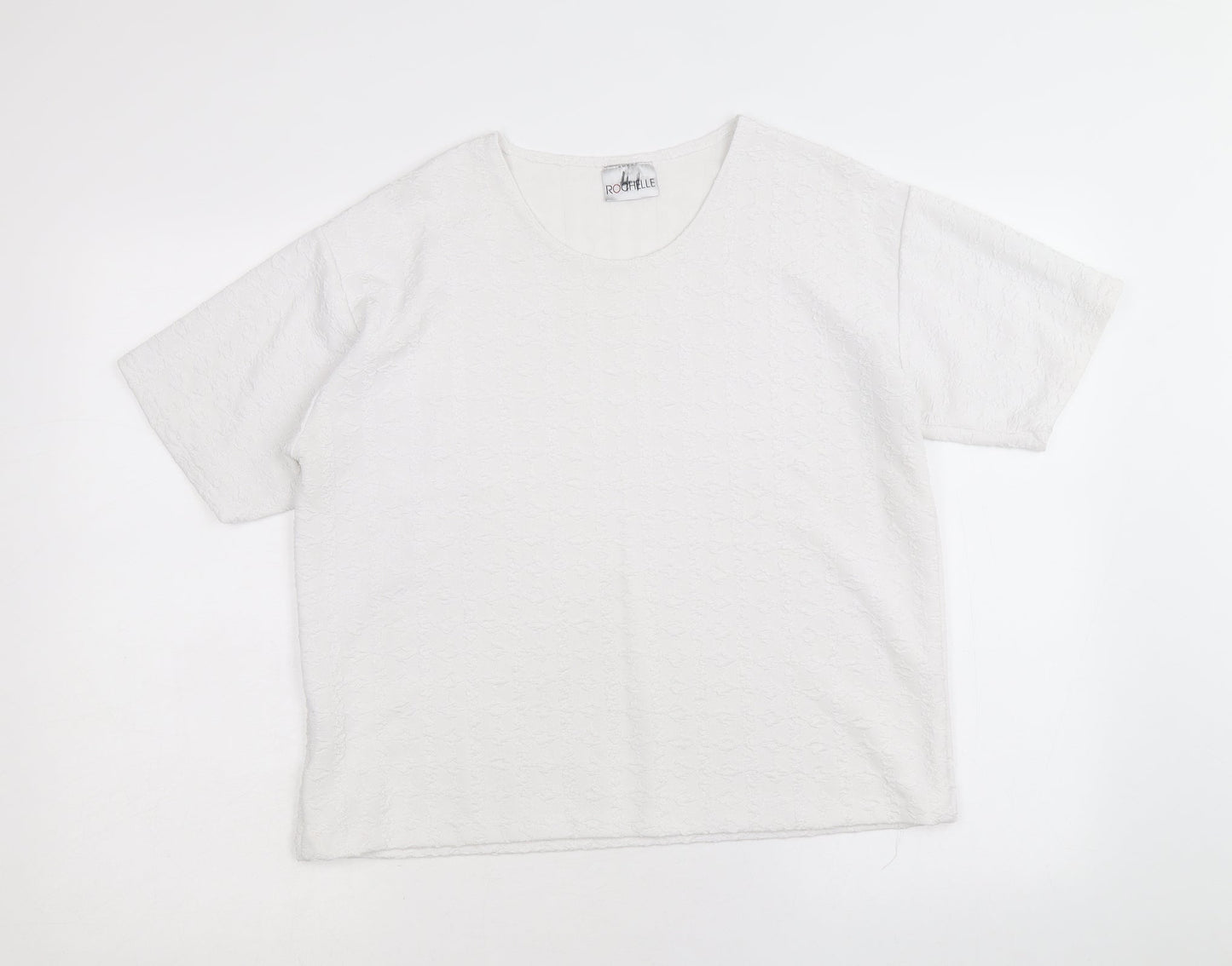 Rochelle Womens White Polyester Basic T-Shirt Size M Round Neck - Size M-L