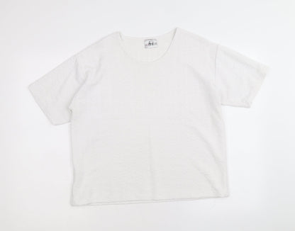 Rochelle Womens White Polyester Basic T-Shirt Size M Round Neck - Size M-L