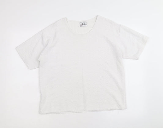 Rochelle Womens White Polyester Basic T-Shirt Size M Round Neck - Size M-L