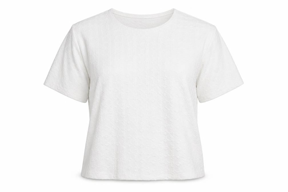Rochelle Womens White Polyester Basic T-Shirt Size M Round Neck - Size M-L