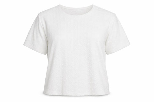 Rochelle Womens White Polyester Basic T-Shirt Size M Round Neck - Size M-L