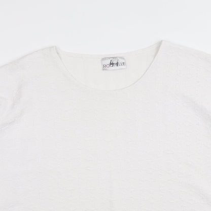 Rochelle Womens White Polyester Basic T-Shirt Size M Round Neck - Size M-L