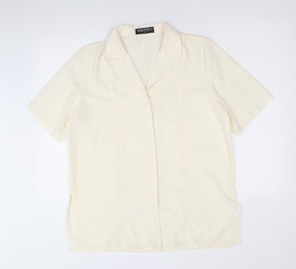 Joella Di Marco Womens Yellow Polyester Basic Button-Up Size M Collared