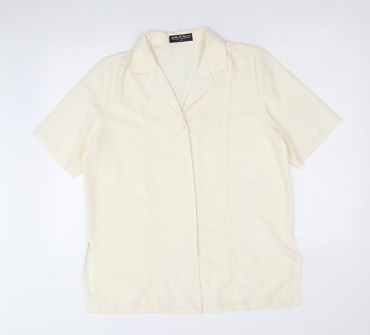 Joella Di Marco Womens Yellow Polyester Basic Button-Up Size M Collared