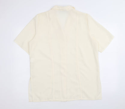 Joella Di Marco Womens Yellow Polyester Basic Button-Up Size M Collared