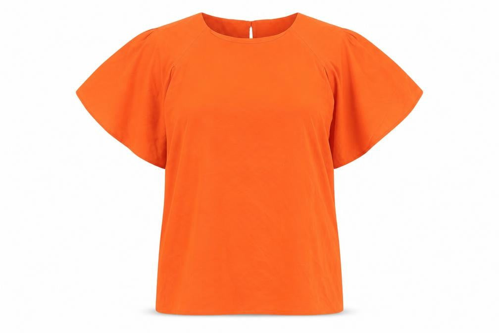Warehouse Womens Orange Polyester Basic T-Shirt Size 8 Round Neck