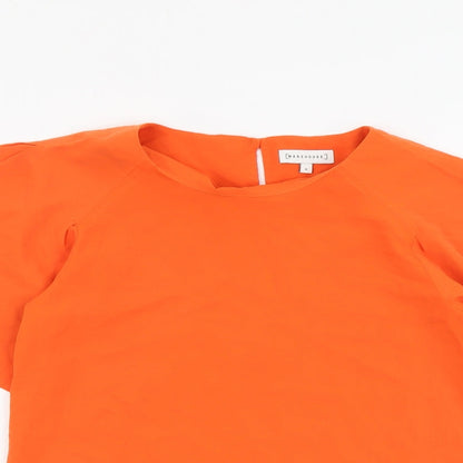 Warehouse Womens Orange Polyester Basic T-Shirt Size 8 Round Neck
