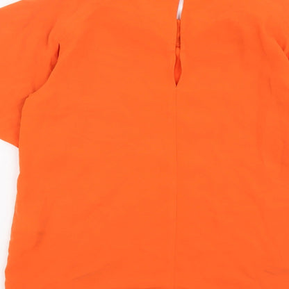 Warehouse Womens Orange Polyester Basic T-Shirt Size 8 Round Neck