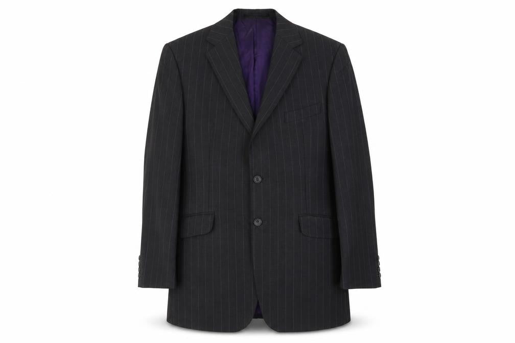 Marks & Spencer Mens Grey Striped Wool Jacket Blazer Size L Regular