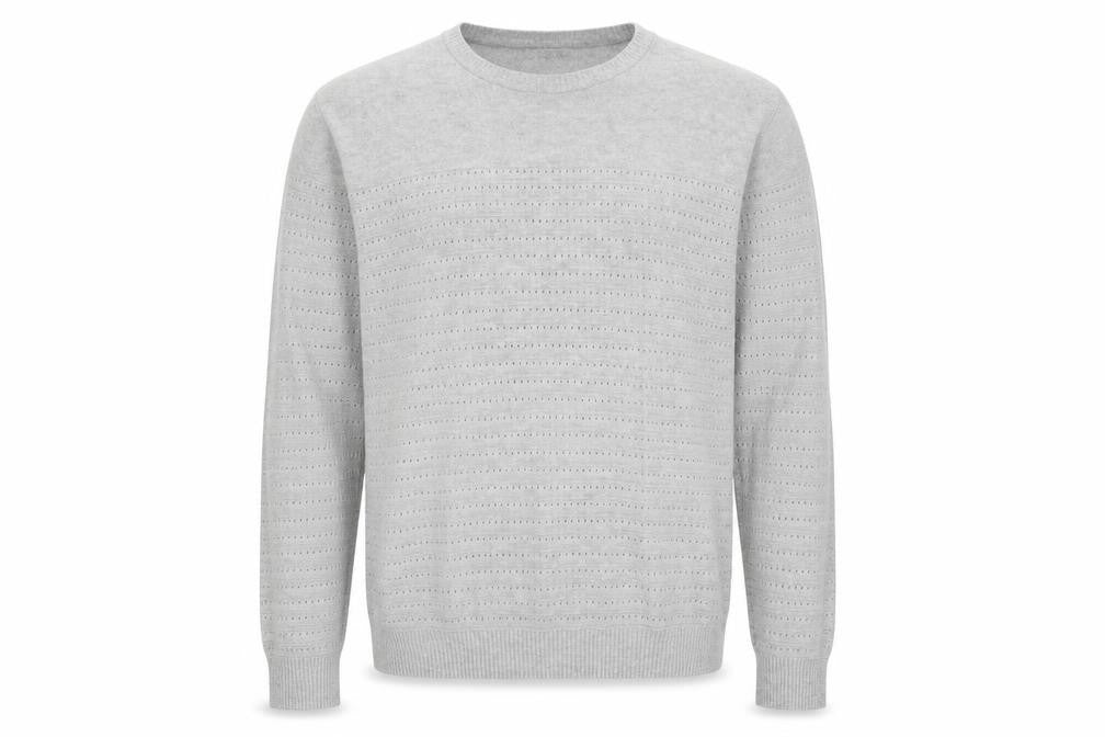 River Island Mens Grey Round Neck Cotton Pullover Jumper Size L Long Sleeve