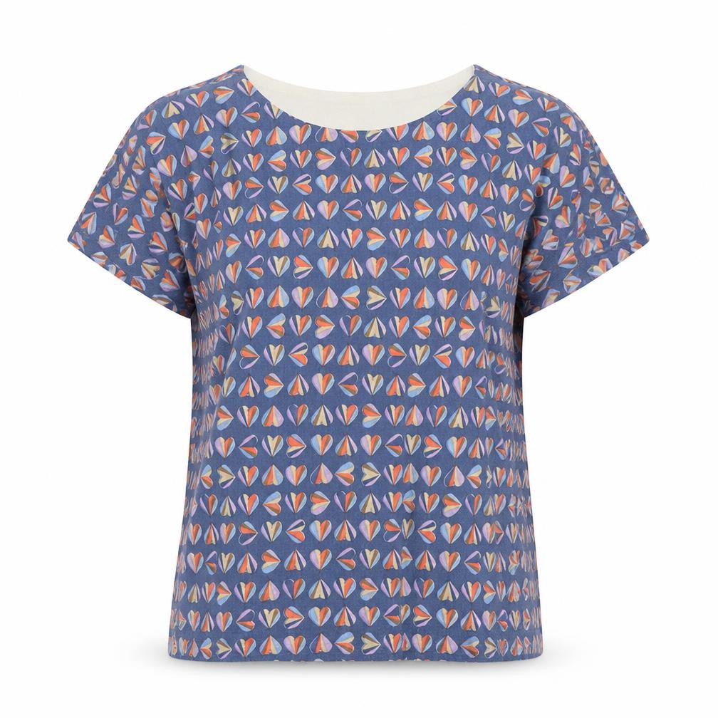 NEXT Womens Blue Scoop Neck Geometric Cotton Pullover Jumper Size 10