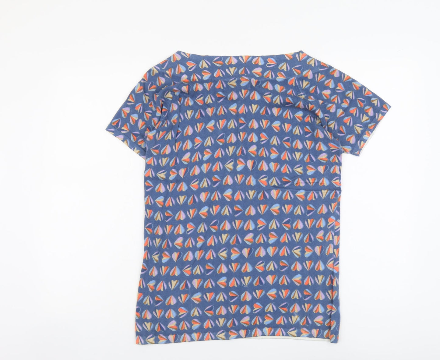 NEXT Womens Blue Scoop Neck Geometric Cotton Pullover Jumper Size 10