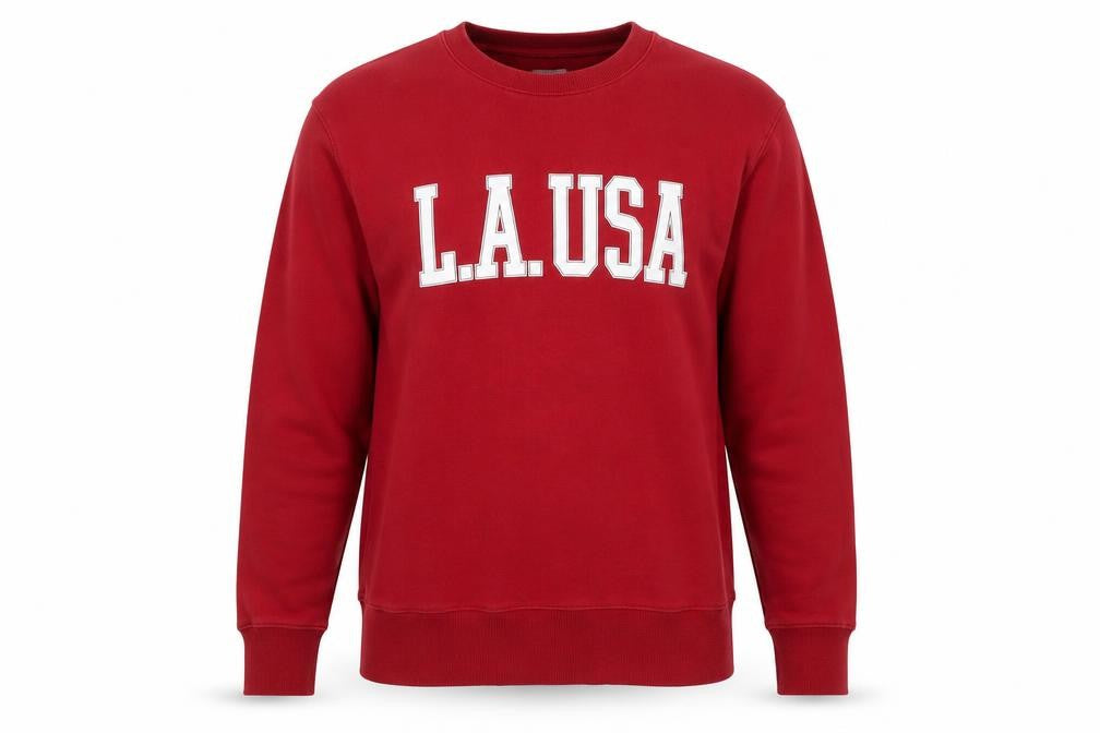 H&M Mens Red Cotton Pullover Sweatshirt Size S - L.A USA