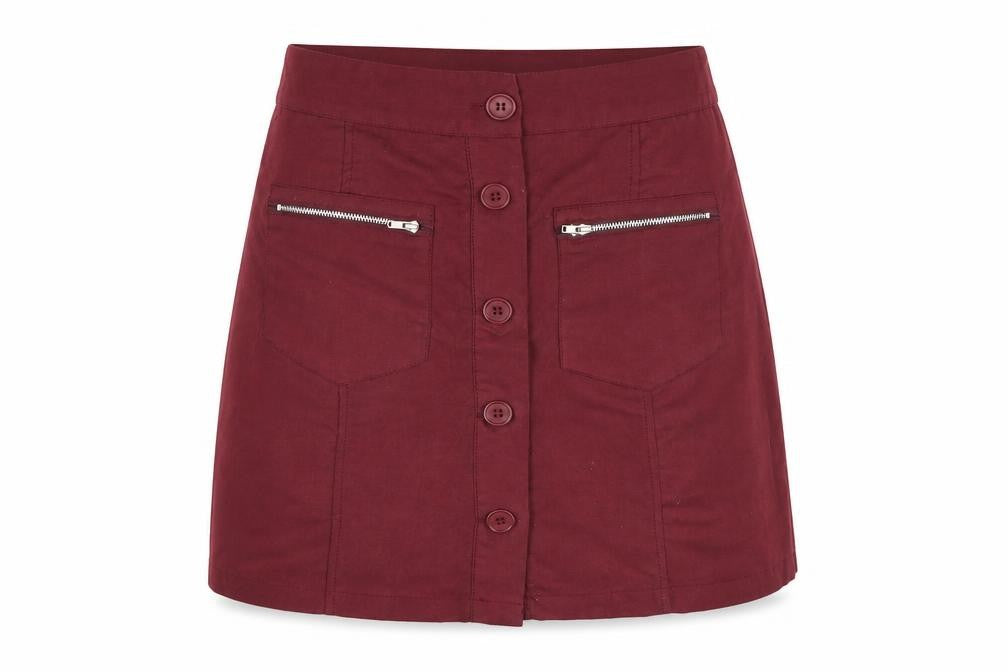Select Womens Red Polyester A-Line Skirt Size 8 Button