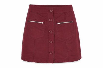 Select Womens Red Polyester A-Line Skirt Size 8 Button