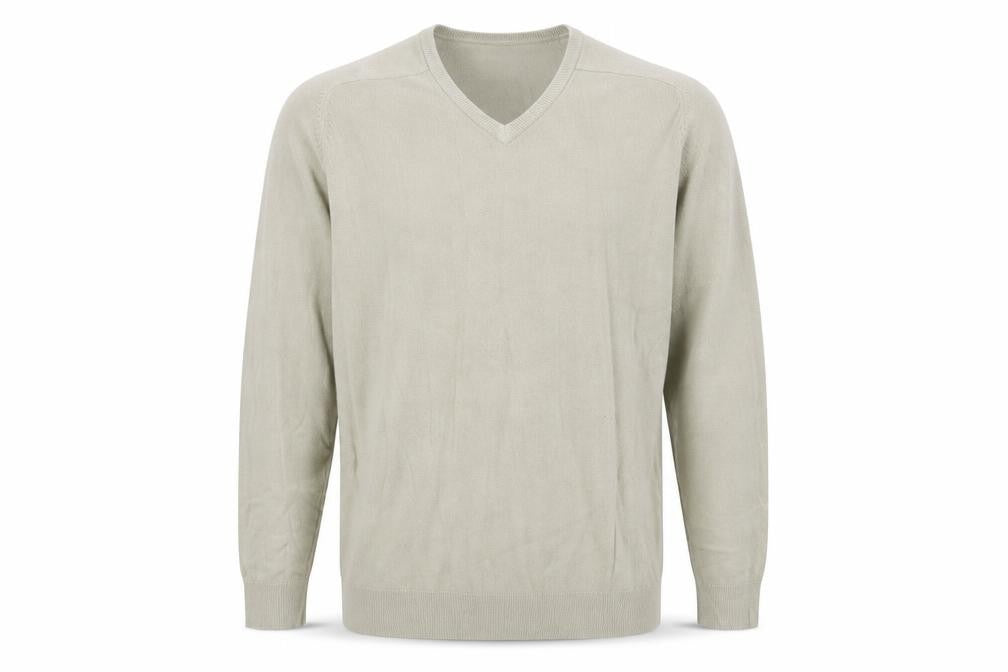 Marks & Spencer Mens Beige V-Neck Acrylic Pullover Jumper Size S Long Sleeve