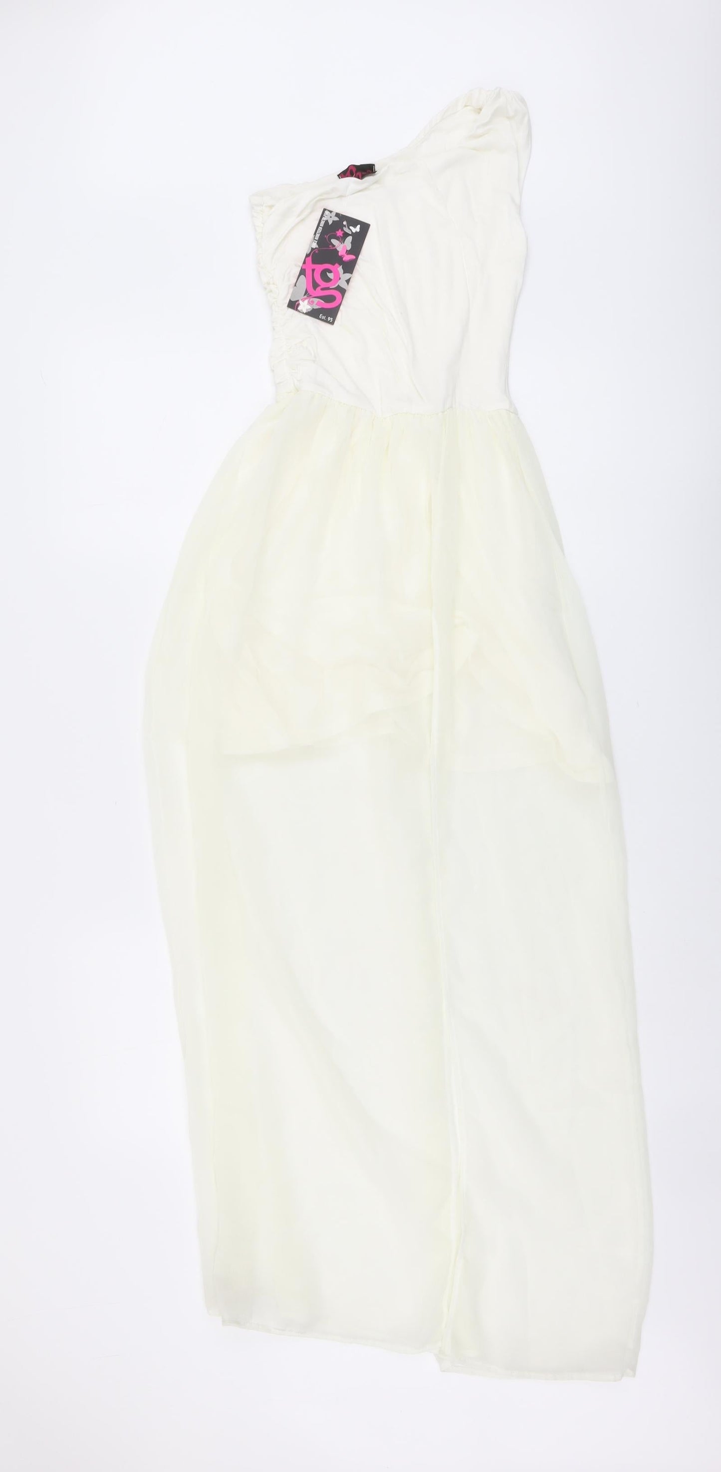 TG Womens Ivory Polyester Maxi Size 8 One Shoulder Pullover