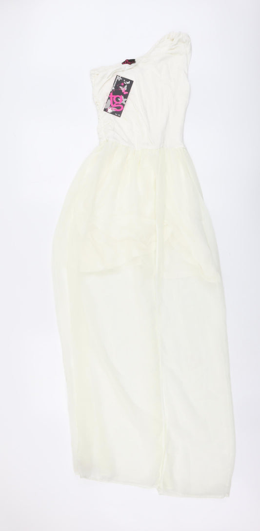 TG Womens Ivory Polyester Maxi Size 8 One Shoulder Pullover