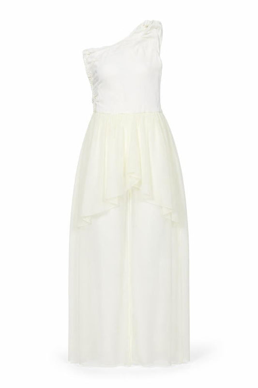 TG Womens Ivory Polyester Maxi Size 8 One Shoulder Pullover