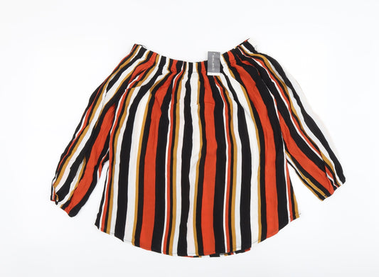 Select Womens Multicoloured Striped Viscose Basic Blouse Size 10 Boat Neck