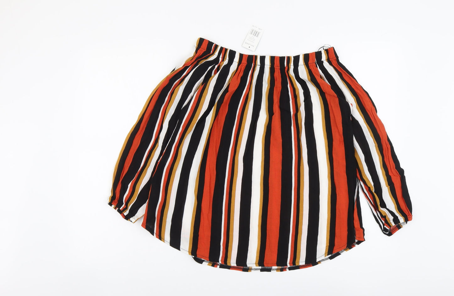 Select Womens Multicoloured Striped Viscose Basic Blouse Size 10 Boat Neck