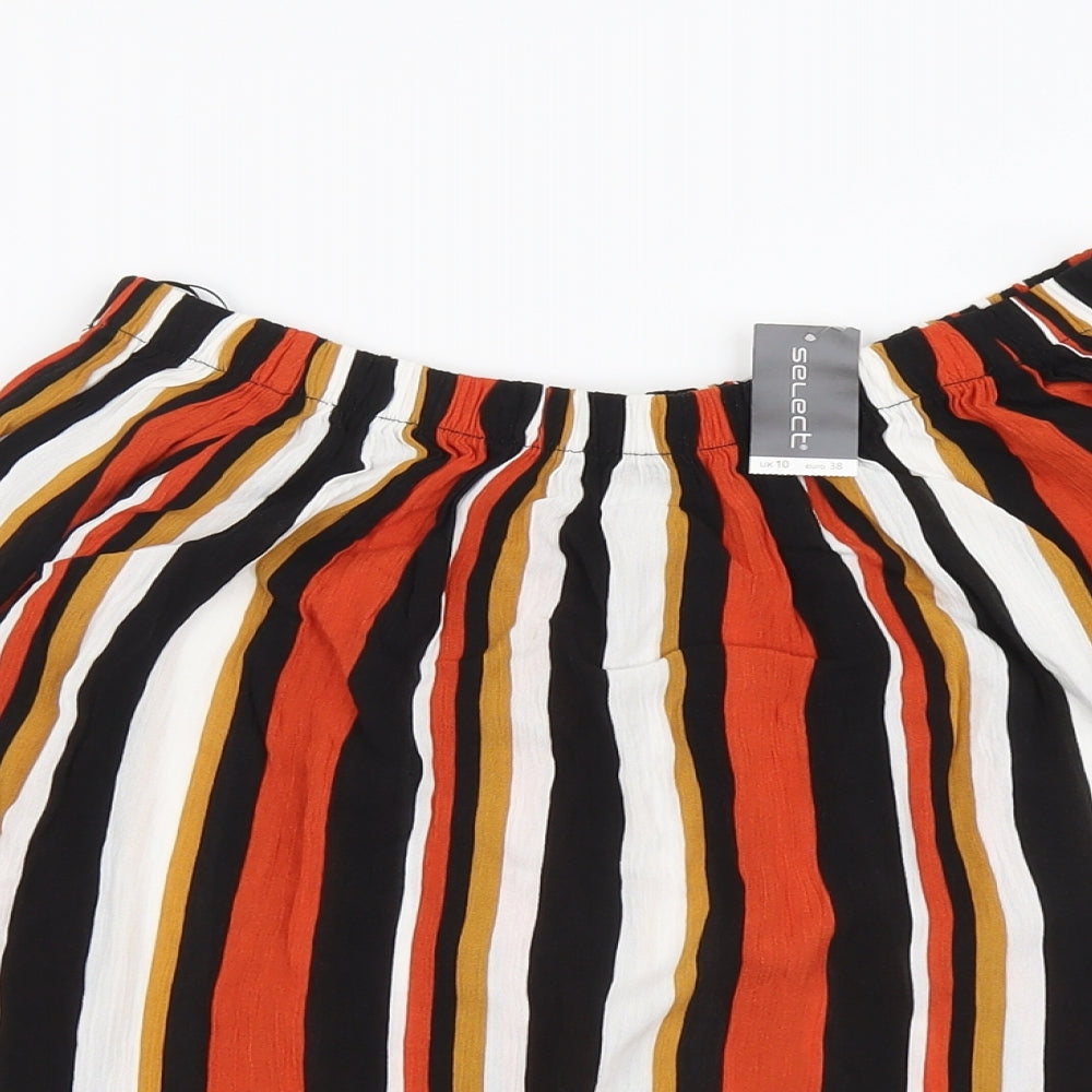 Select Womens Multicoloured Striped Viscose Basic Blouse Size 10 Boat Neck