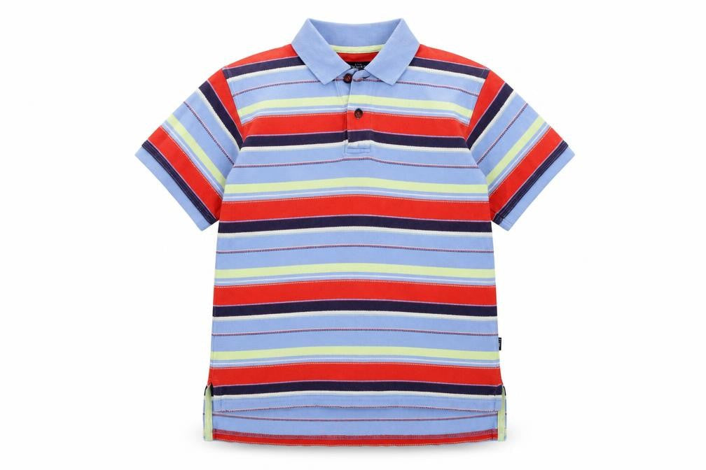 Tiny Tyrwhitt Girls Multicoloured Striped Cotton Basic Polo Size 5-6 Years Collared Button