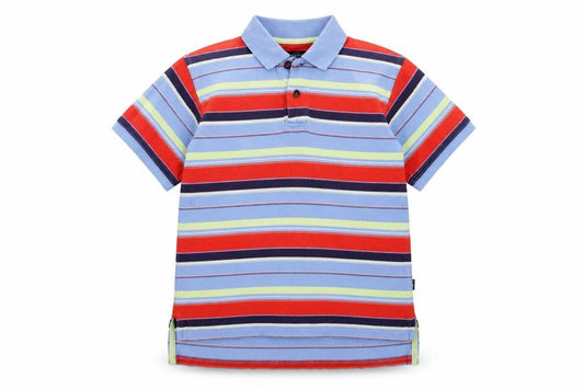 Tiny Tyrwhitt Girls Multicoloured Striped Cotton Basic Polo Size 5-6 Years Collared Button