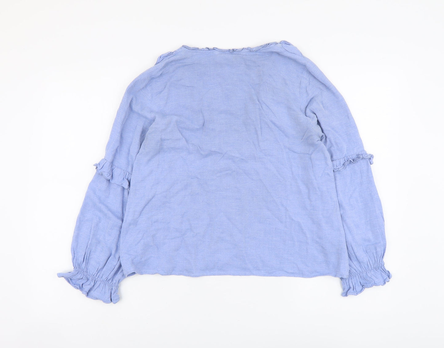 Zara Womens Blue Viscose Basic Blouse Size M Round Neck
