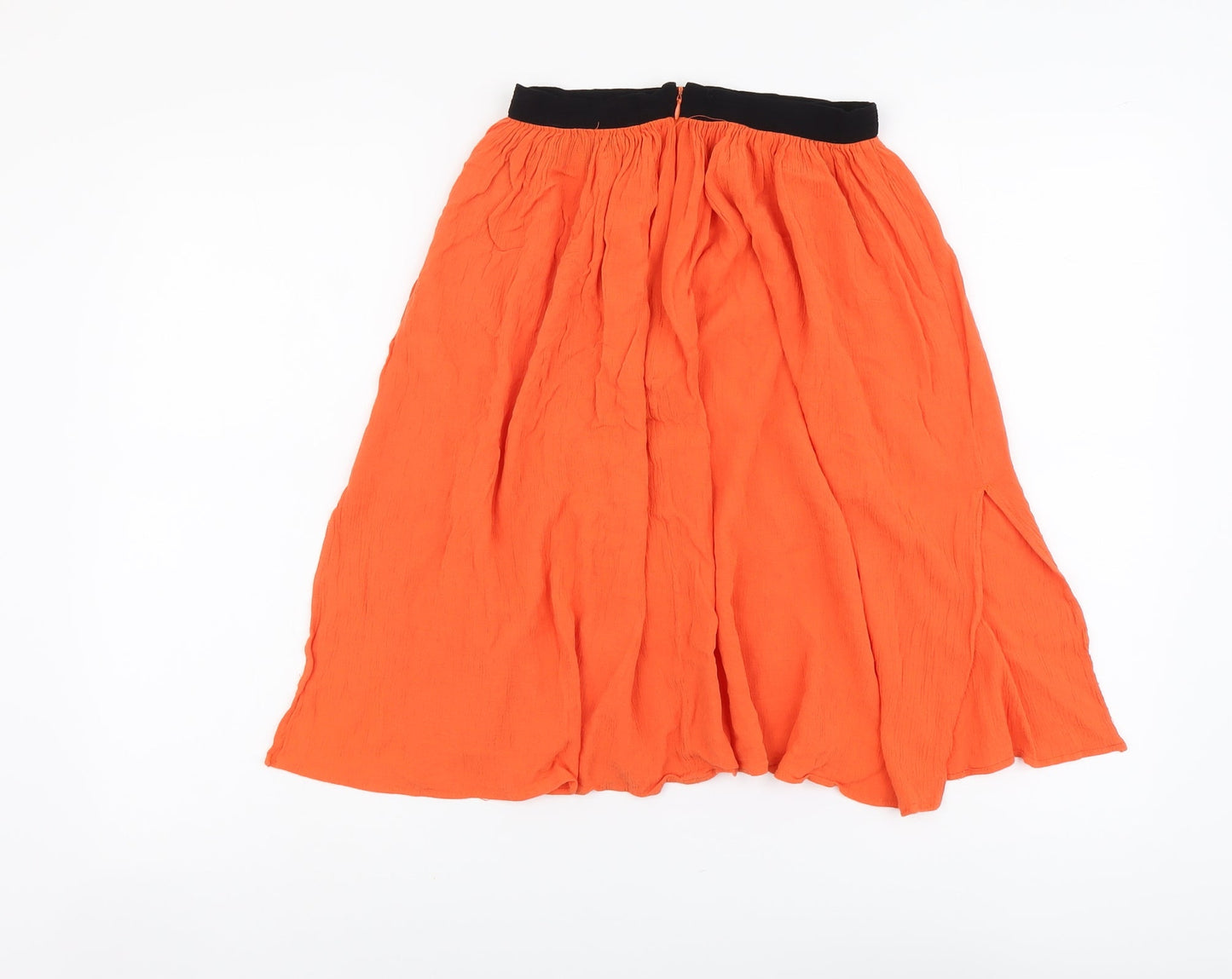 Topshop Womens Orange Viscose Pleated Skirt Size 6 Zip