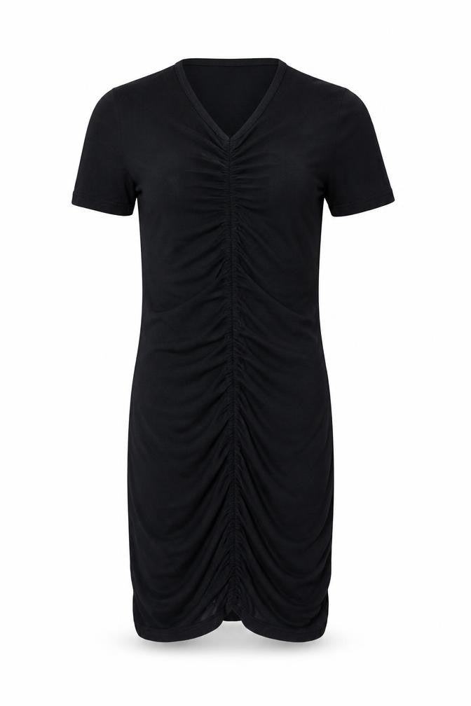 PRETTYLITTLETHING Womens Black Viscose Bodycon Size 4 V-Neck Pullover