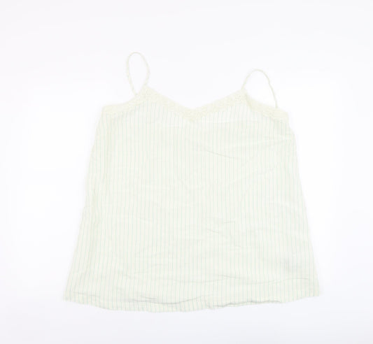 Marks and Spencer Womens Beige Striped Viscose Basic Tank Size 18 V-Neck