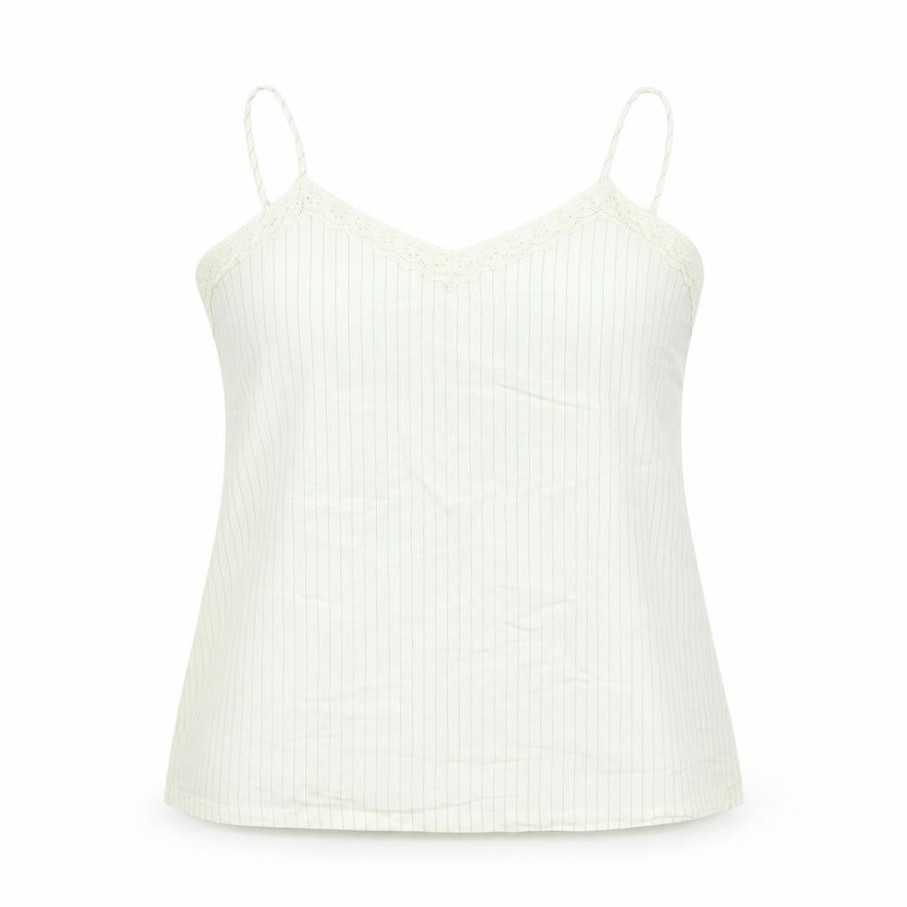 Marks & Spencer Womens Beige Striped Viscose Basic Tank Size 18 V-Neck